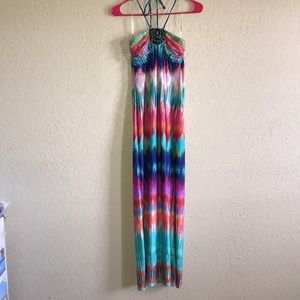 Heart Soul Multi Colored Embellished Maxi Dress S